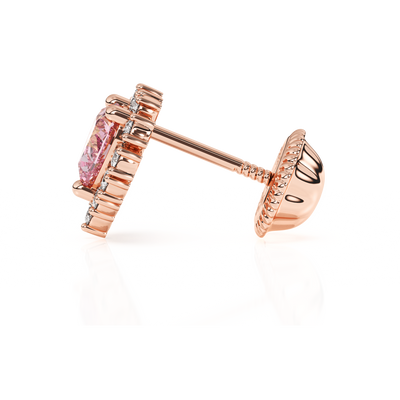 Joyful Heart, Pink/Clear Pavé CZ Stud Earrings6