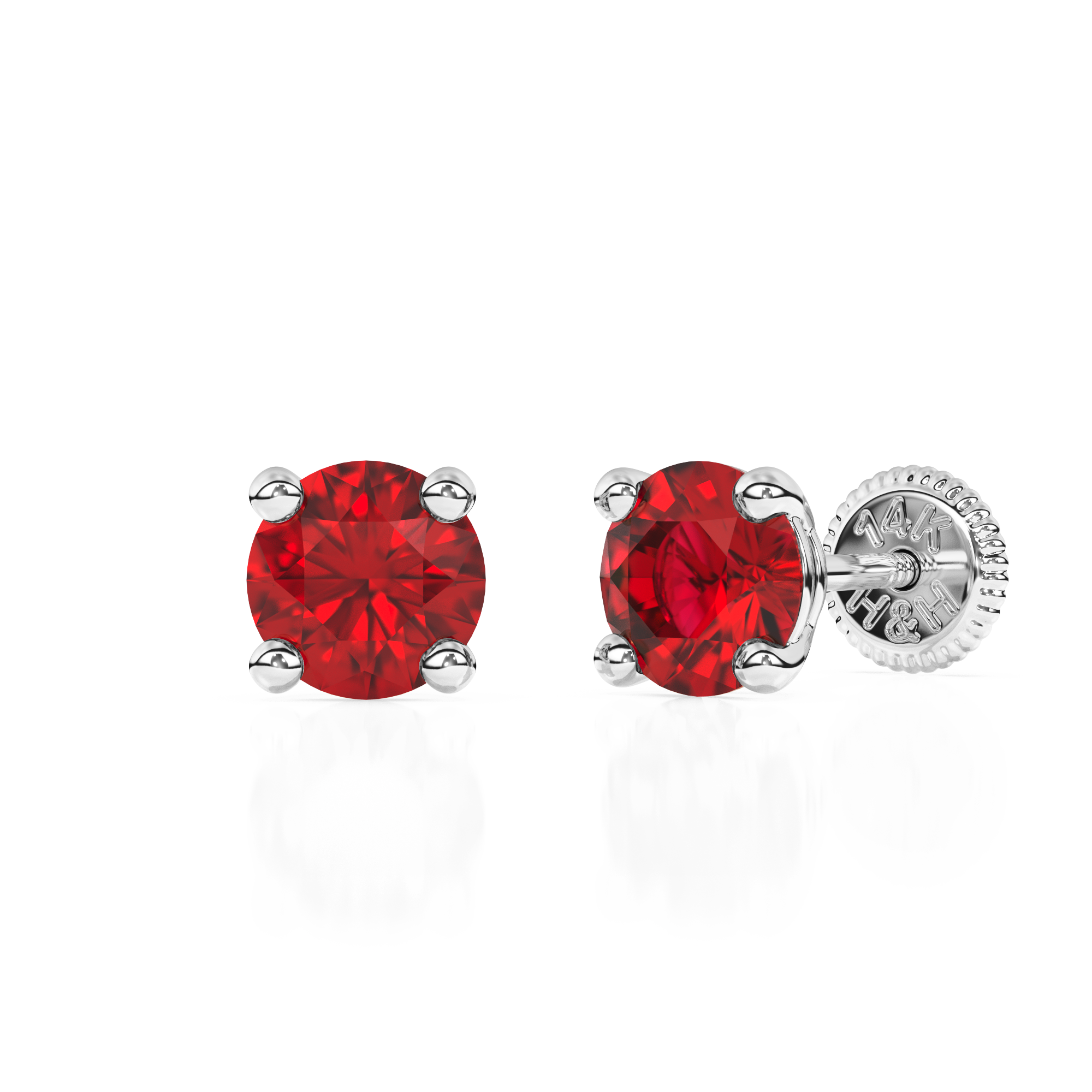 July Birthstone, 4mm Swarovski Crystal Stud Earrings - Solid 14K White Gold, Screw Back, for Babies & Children