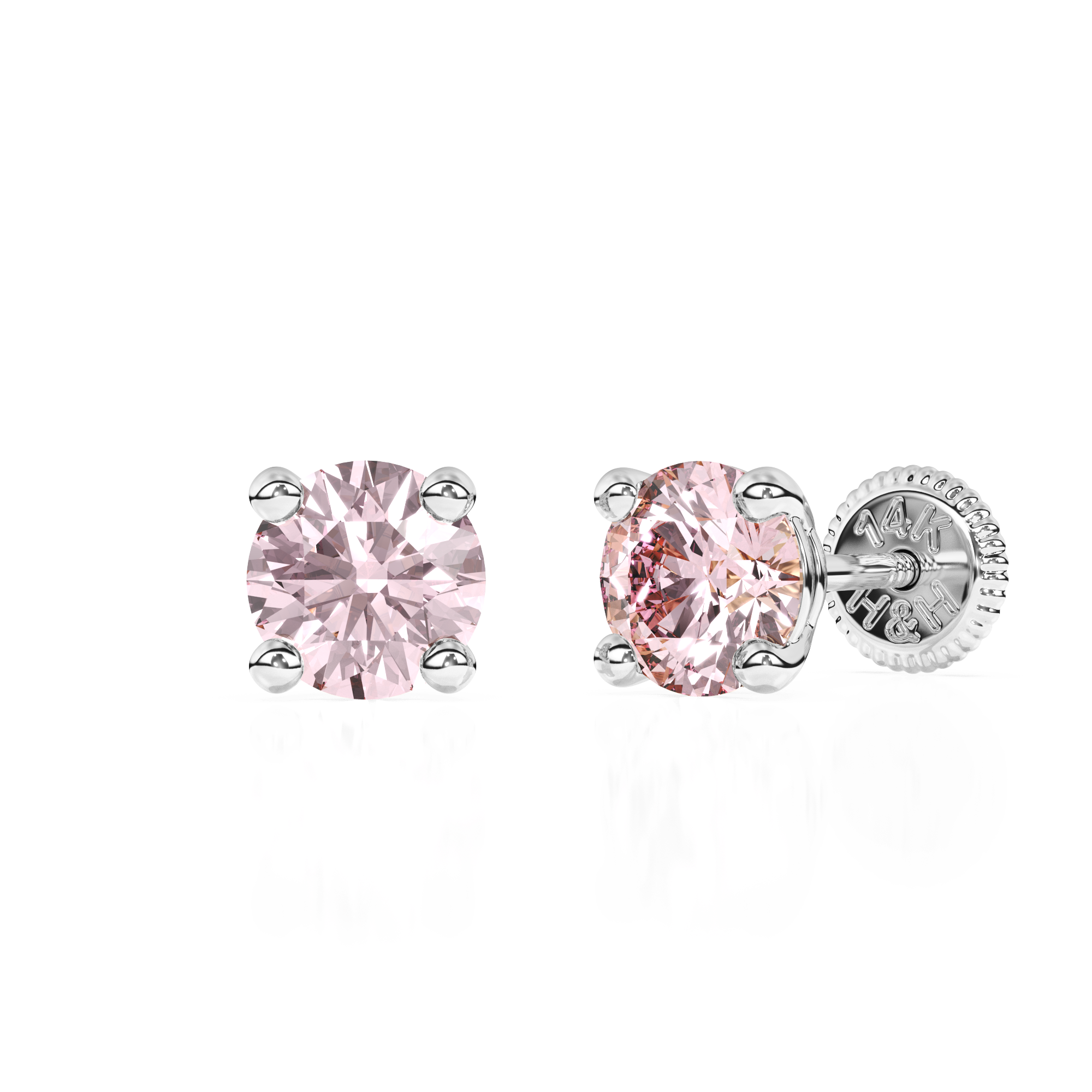 June Birthstone, 4mm Swarovski Crystal Stud Earrings - Solid 14K White Gold, Screw Back, for Babies & Children