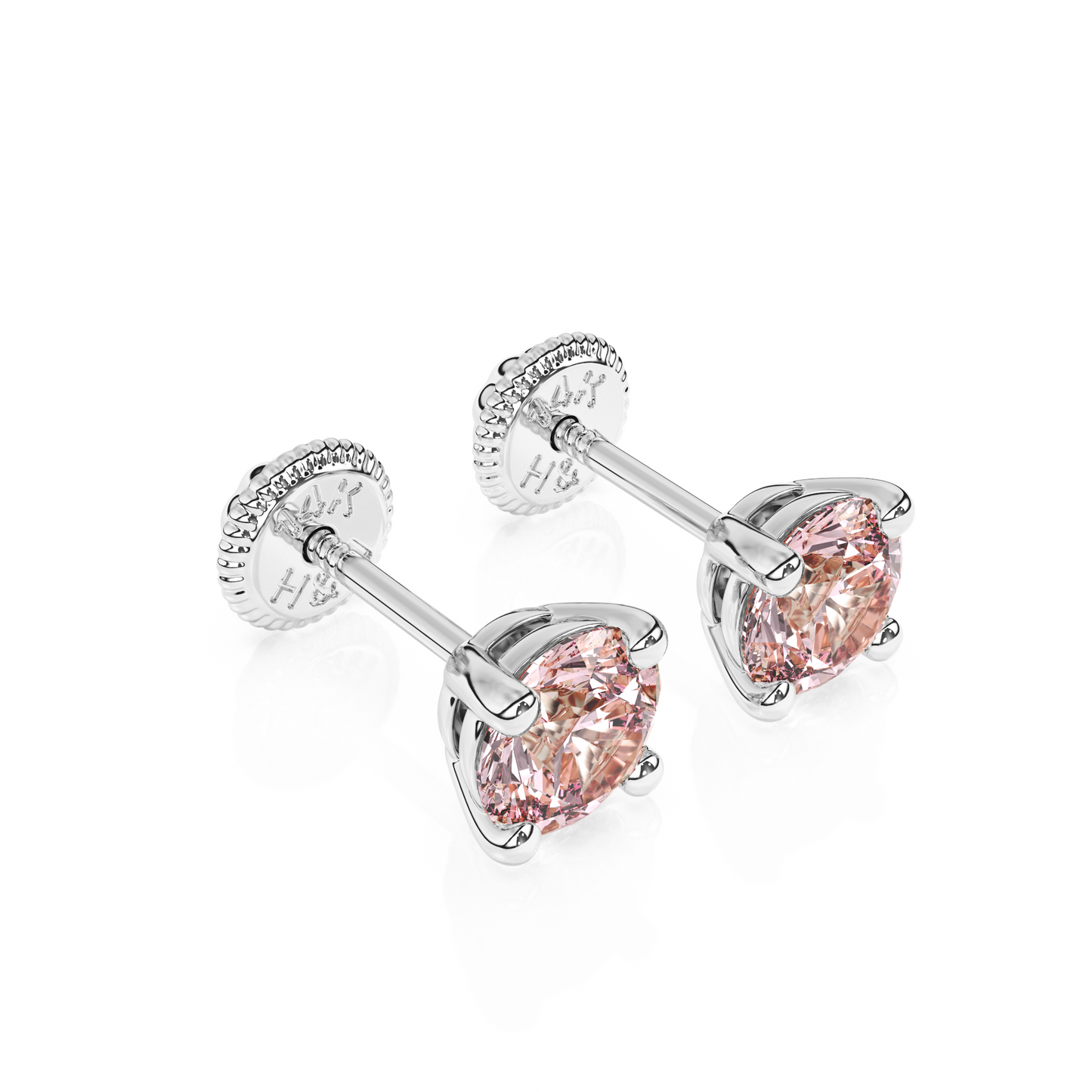 June Birthstone, 4mm Swarovski Crystal Stud Earrings - Solid 14K White Gold, Screw Back, for Babies & Children