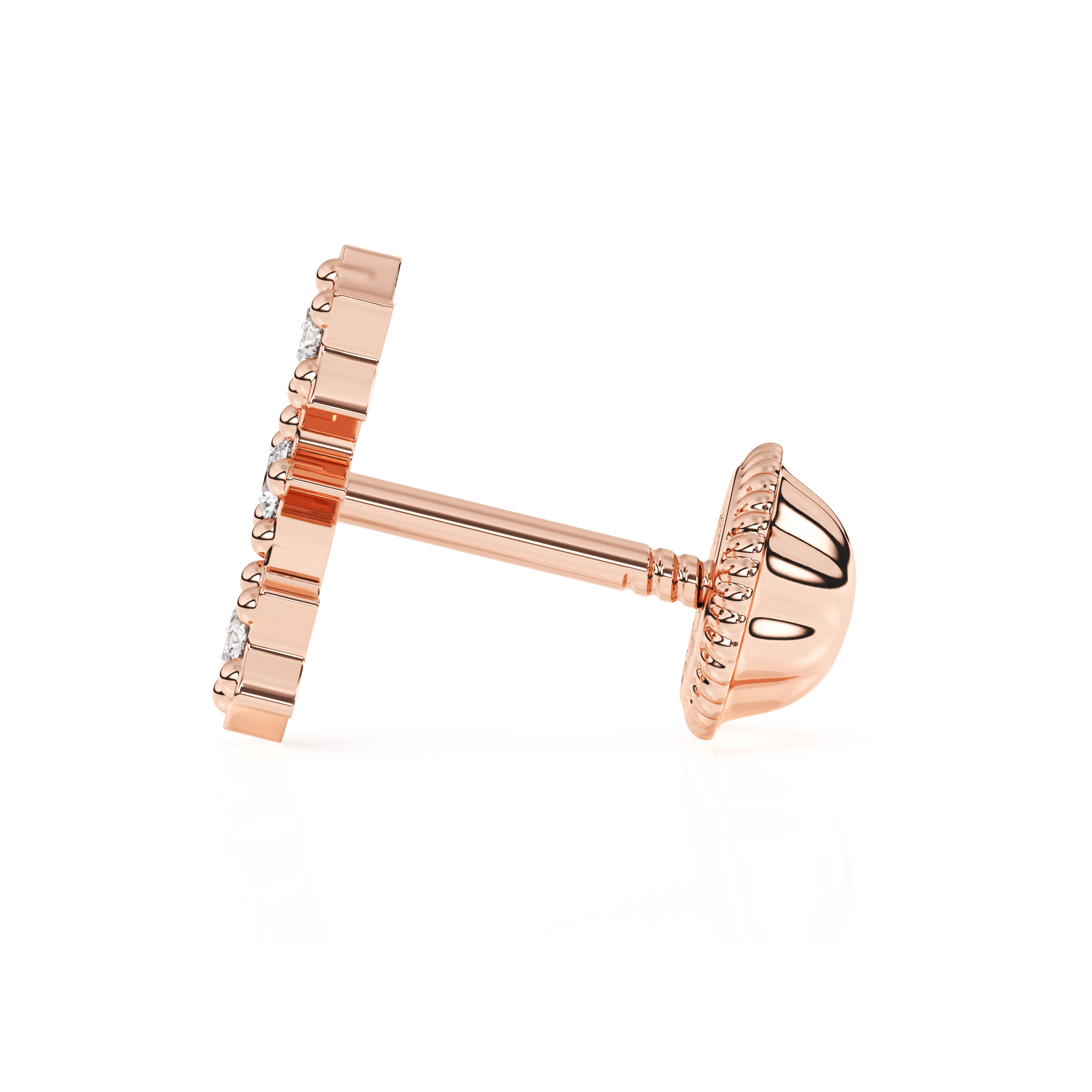 Lucky Stars, Clear CZ Stud Earrings - Solid 14K Rose Gold, Screw Back, for Babies & Children