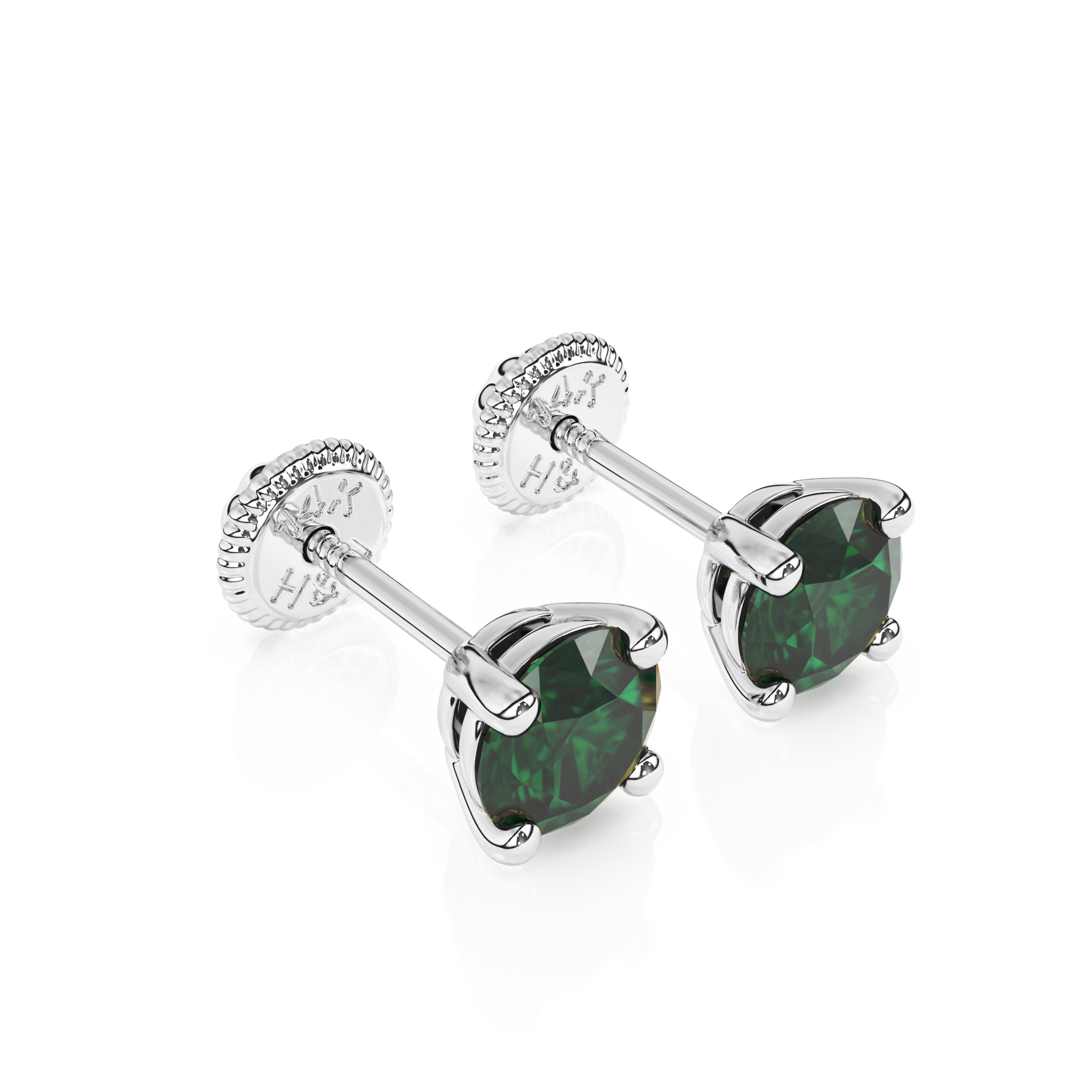 May Birthstone, 4mm Swarovski Crystal Stud Earrings - Solid 14K White Gold, Screw Back, for Babies & Children