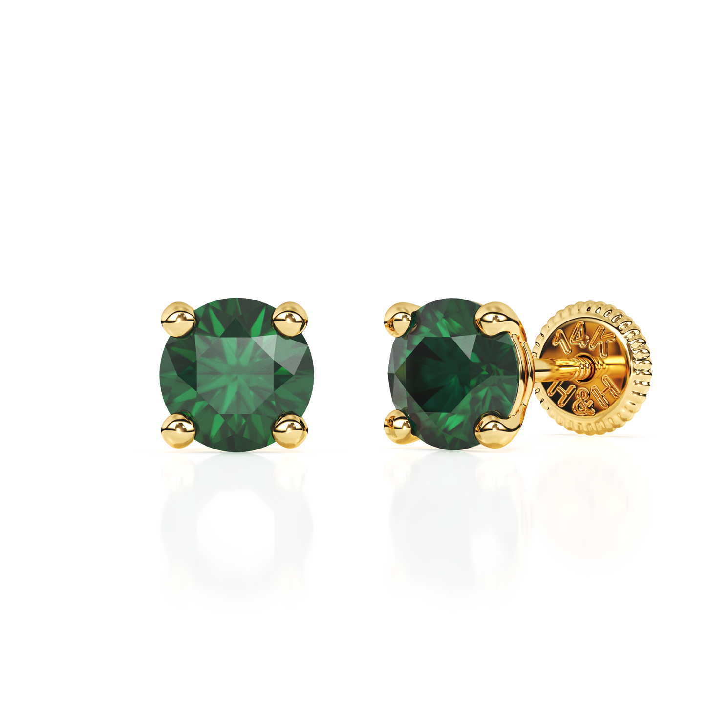 May Birthstone, 4mm Swarovski Crystal Stud Earrings - Solid 14K Gold, Screw Back, for Babies & Children