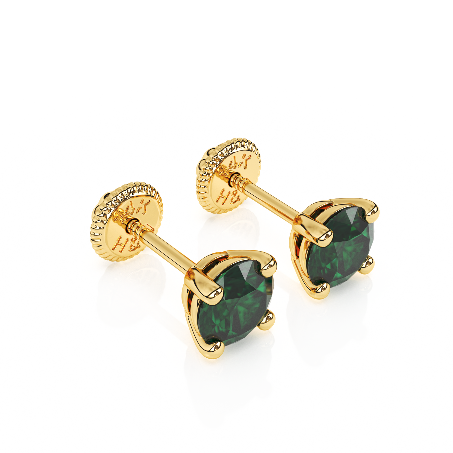 May Birthstone, 4mm Swarovski Crystal Stud Earrings - Solid 14K Gold, Screw Back, for Babies & Children