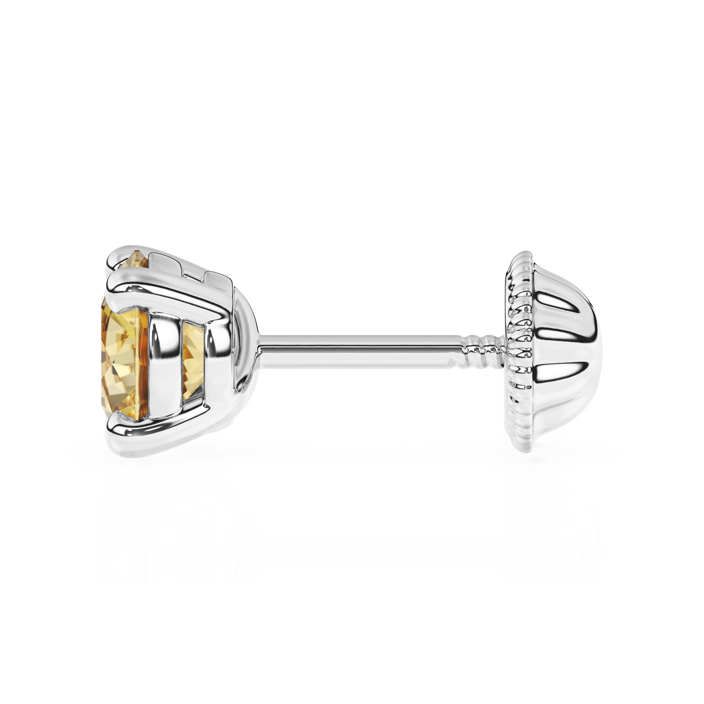 November Birthstone, 4mm Swarovski Crystal Stud Earrings - Solid 14K White Gold, Screw Back, for Babies & Children