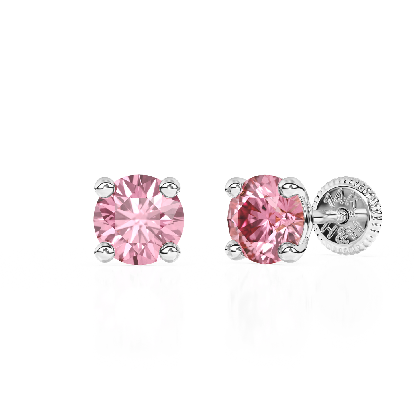 October Birthstone, 4mm Swarovski Crystal Stud Earrings - Solid 14K White Gold, Screw Back, for Babies & Children