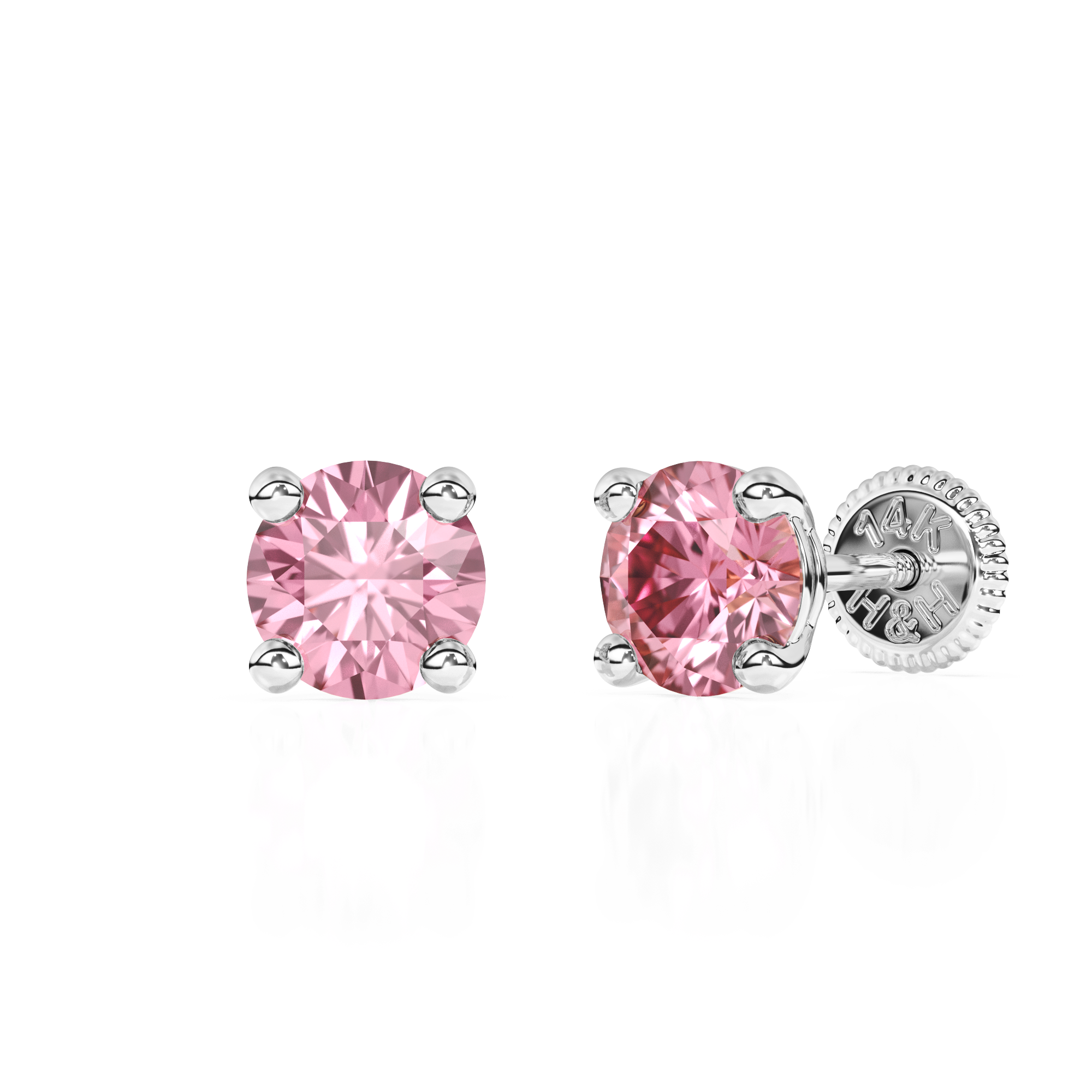 October Birthstone, 4mm Swarovski Crystal Stud Earrings - Solid 14K White Gold, Screw Back, for Babies & Children