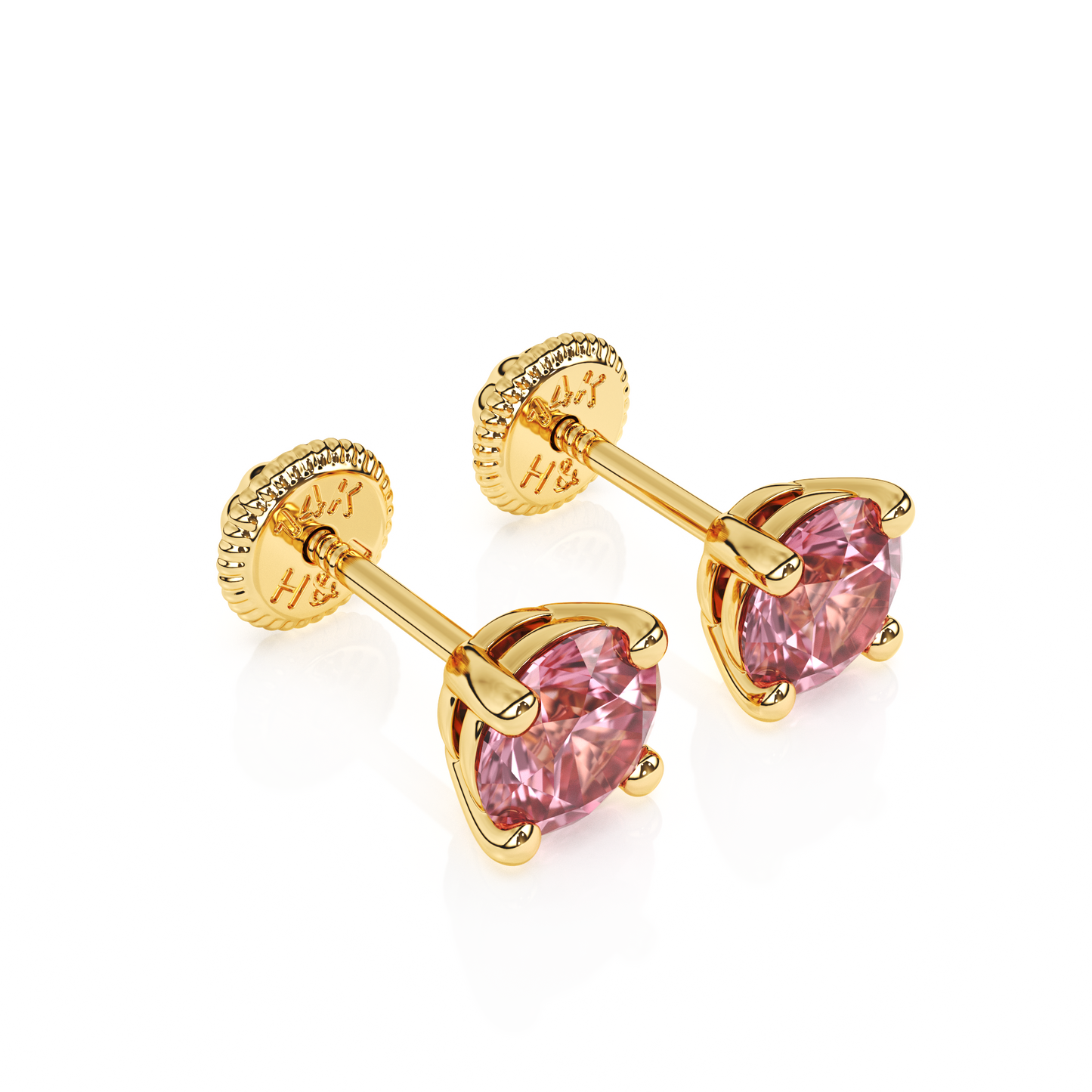 October Birthstone, 4mm Swarovski Crystal Stud Earrings - Solid 14K Gold, Screw Back, for Babies & Children