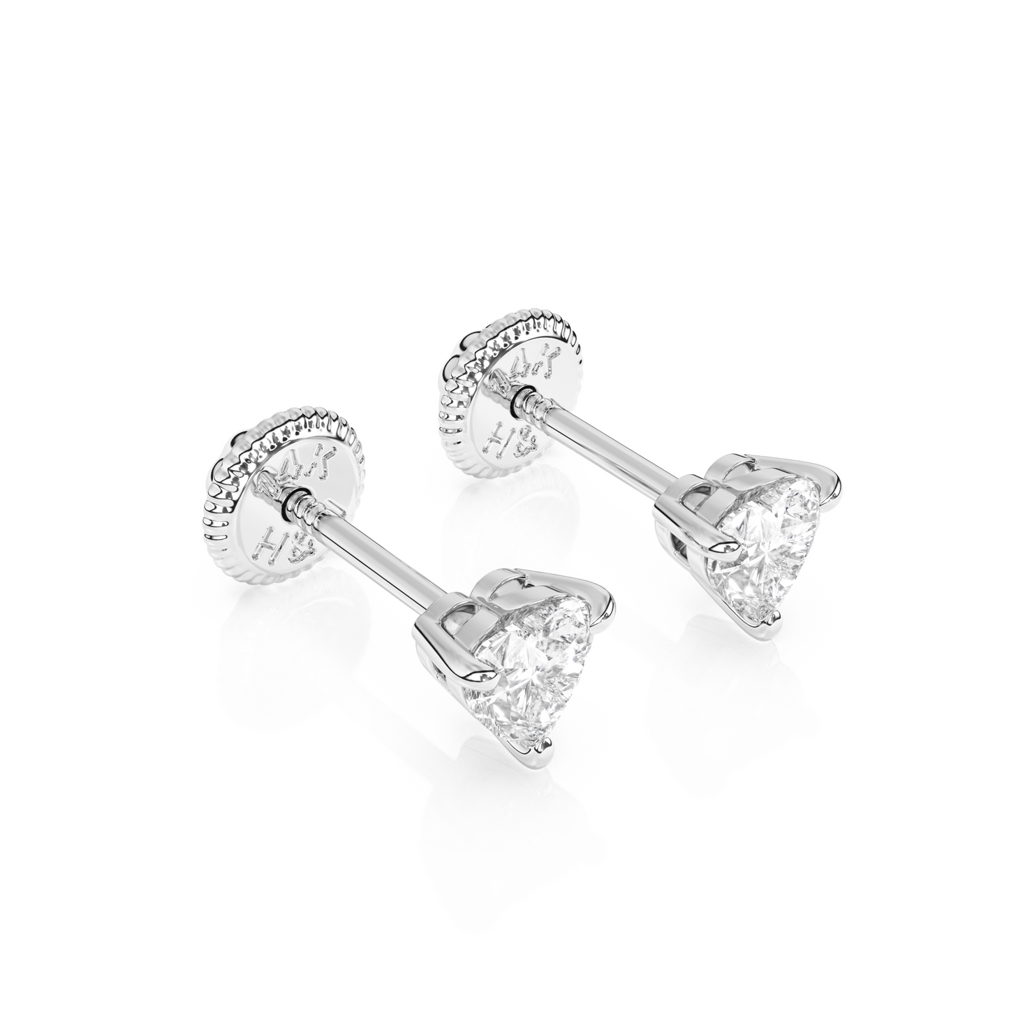 Petite Heart, Clear Heart CZ, Stud Earrings - Solid 14K White Gold, Screw Back, for Babies & Children