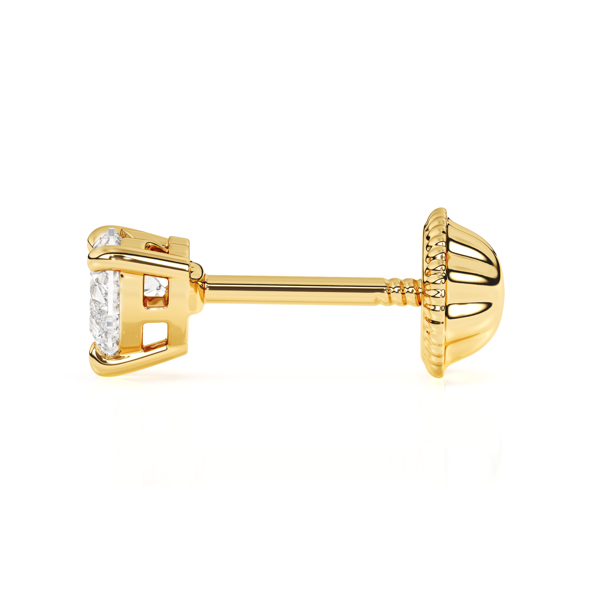 Petite Heart, Clear Heart CZ, Stud Earrings - Solid 14K Gold, Screw Back, for Babies & Children
