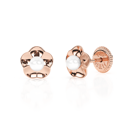 Ruffled Petals and Pearls, AAA-Pearl Stud Earrings5