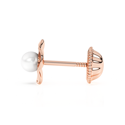 Ruffled Petals and Pearls, AAA-Pearl Stud Earrings6