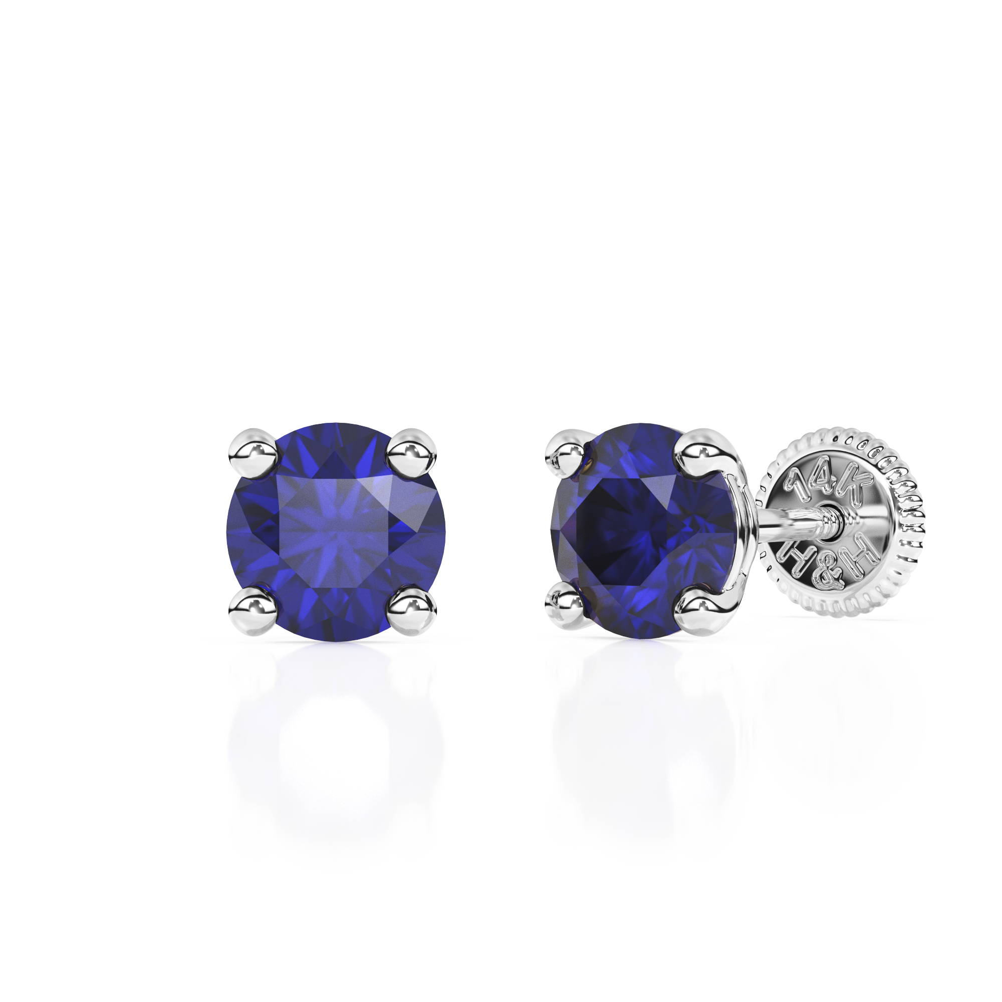 September Birthstone, 4mm Swarovski Crystal Stud Earrings - Solid 14K White Gold, Screw Back, for Babies & Children