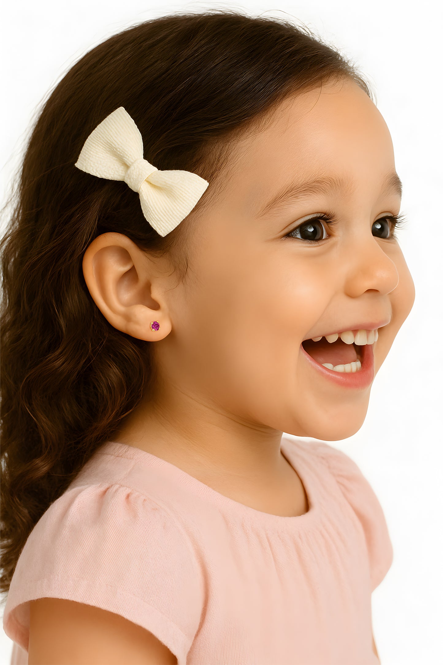 February Birthstone, 4mm Swarovski Crystal Stud Earrings - Solid 14K Gold, Screw Back, for Babies & Children
