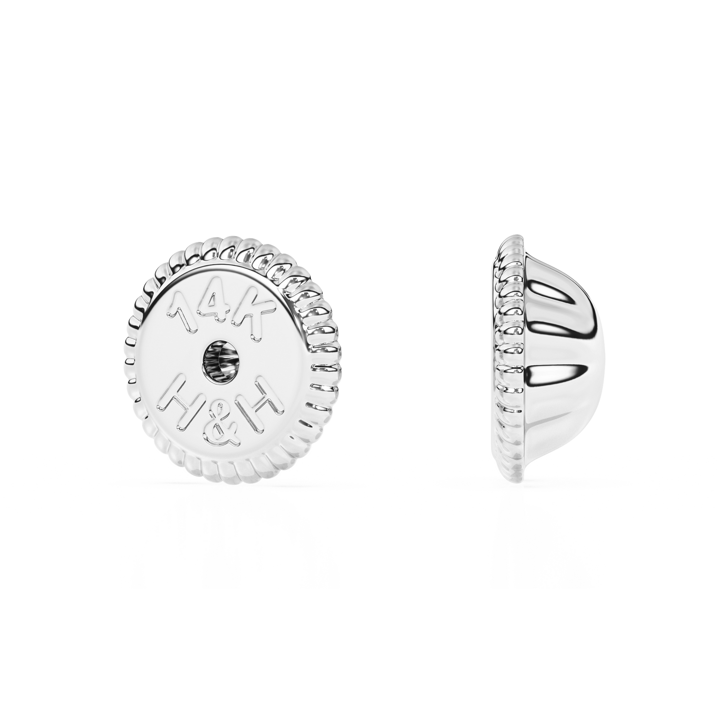 White Gold Screwback - Solid 14K White Gold, Screw Back, for Babies & Children