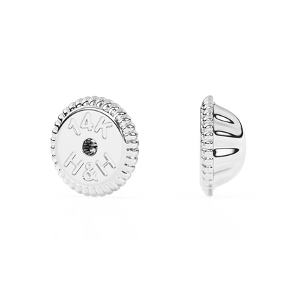 White Gold Screwback - Solid 14K White Gold, Screw Back, for Babies & Children