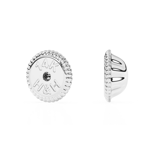 White Gold Screwback - Solid 14K White Gold, Screw Back, for Babies & Children