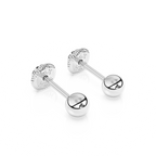 3mm Classic Round Stud Earrings - Solid 14K White Gold, Screw Back, for Babies & Children