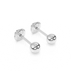 3mm Classic Round Stud Earrings - Solid 14K White Gold, Screw Back, for Babies & Children