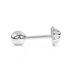 3mm Classic Round Stud Earrings - Solid 14K White Gold, Screw Back, for Babies & Children