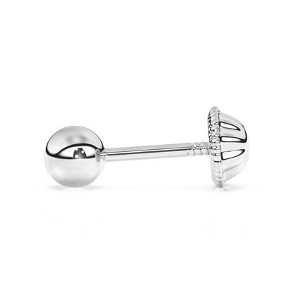 3mm Classic Round Stud Earrings - Solid 14K White Gold, Screw Back, for Babies & Children