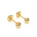 3mm Classic Round Stud Earrings - Solid 14K Gold, Screw Back, for Babies & Children