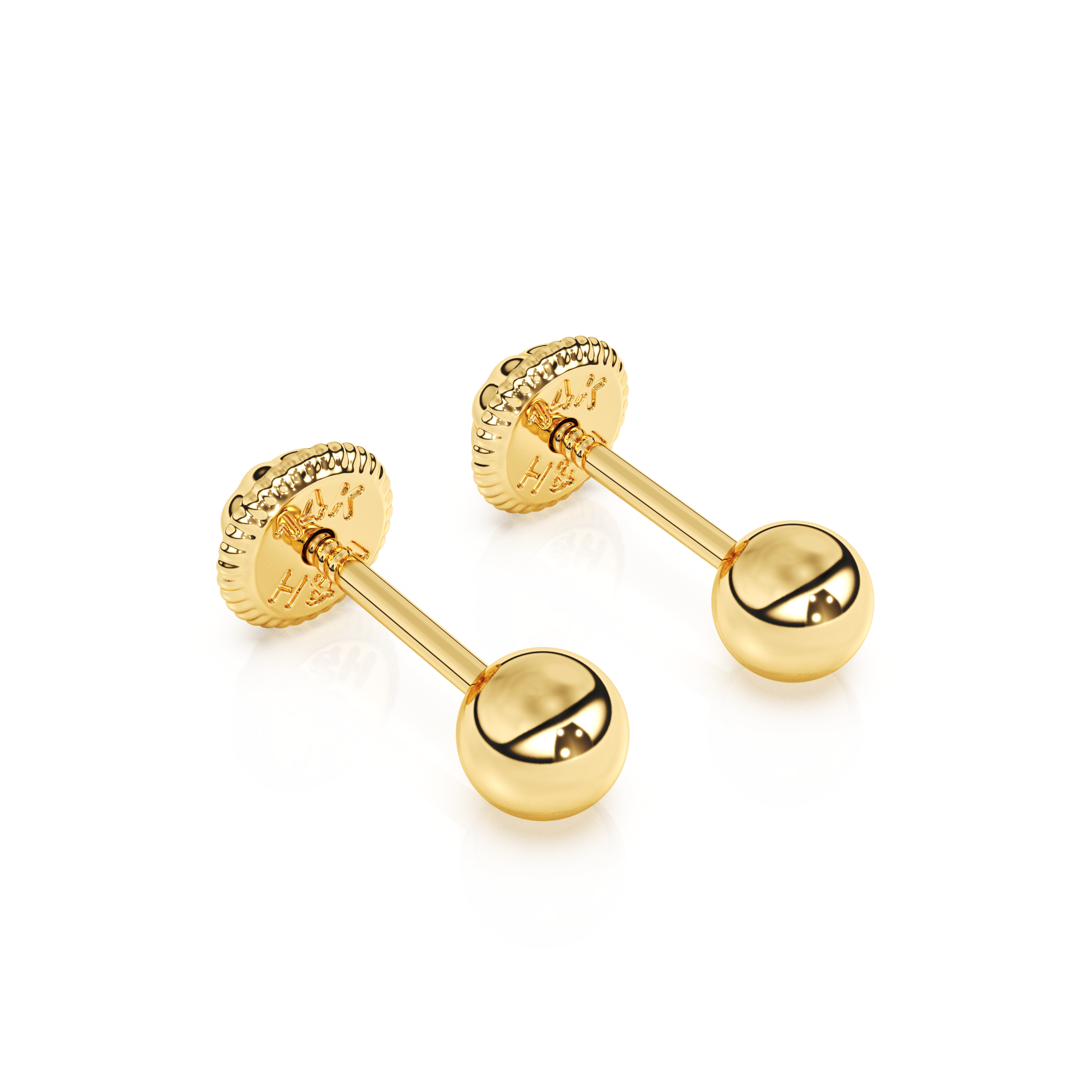 3mm Classic Round Stud Earrings - Solid 14K Gold, Screw Back, for Babies & Children
