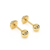 3mm Classic Round Stud Earrings - Solid 14K Gold, Screw Back, for Babies & Children