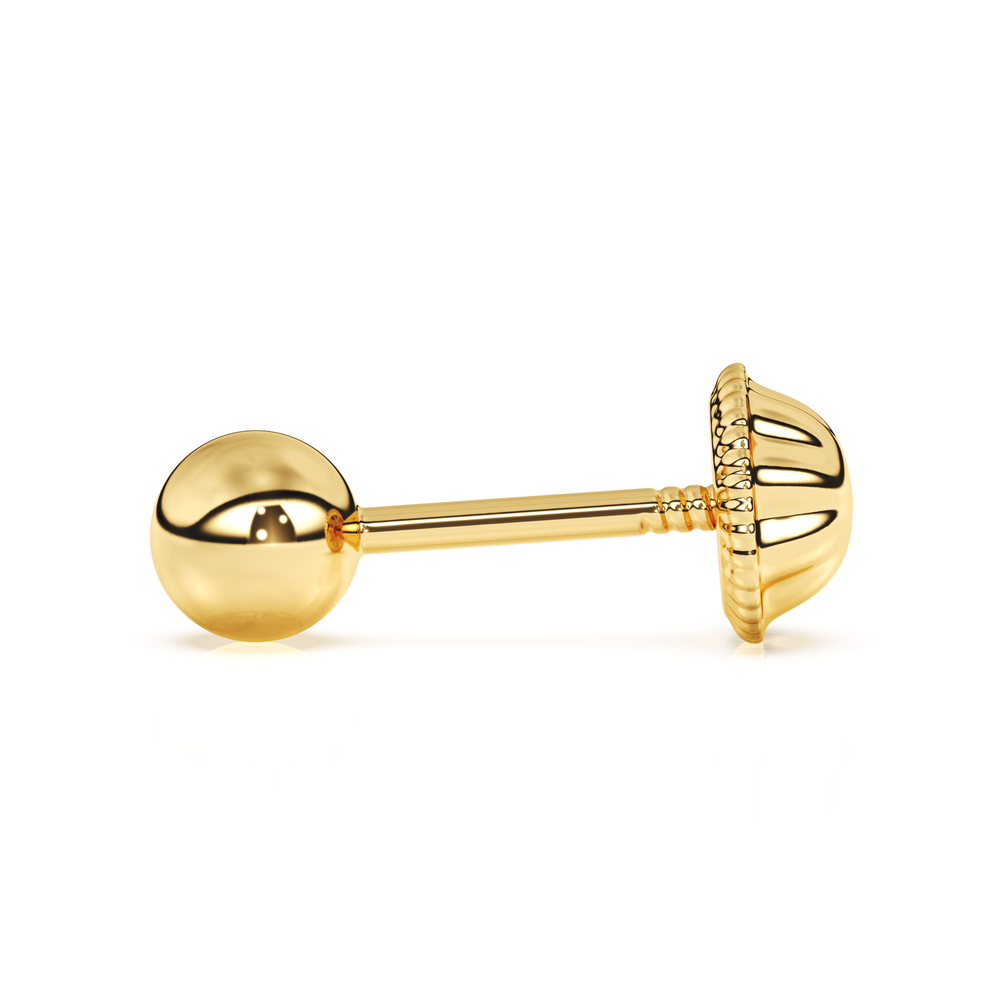 3mm Classic Round Stud Earrings - Solid 14K Gold, Screw Back, for Babies & Children