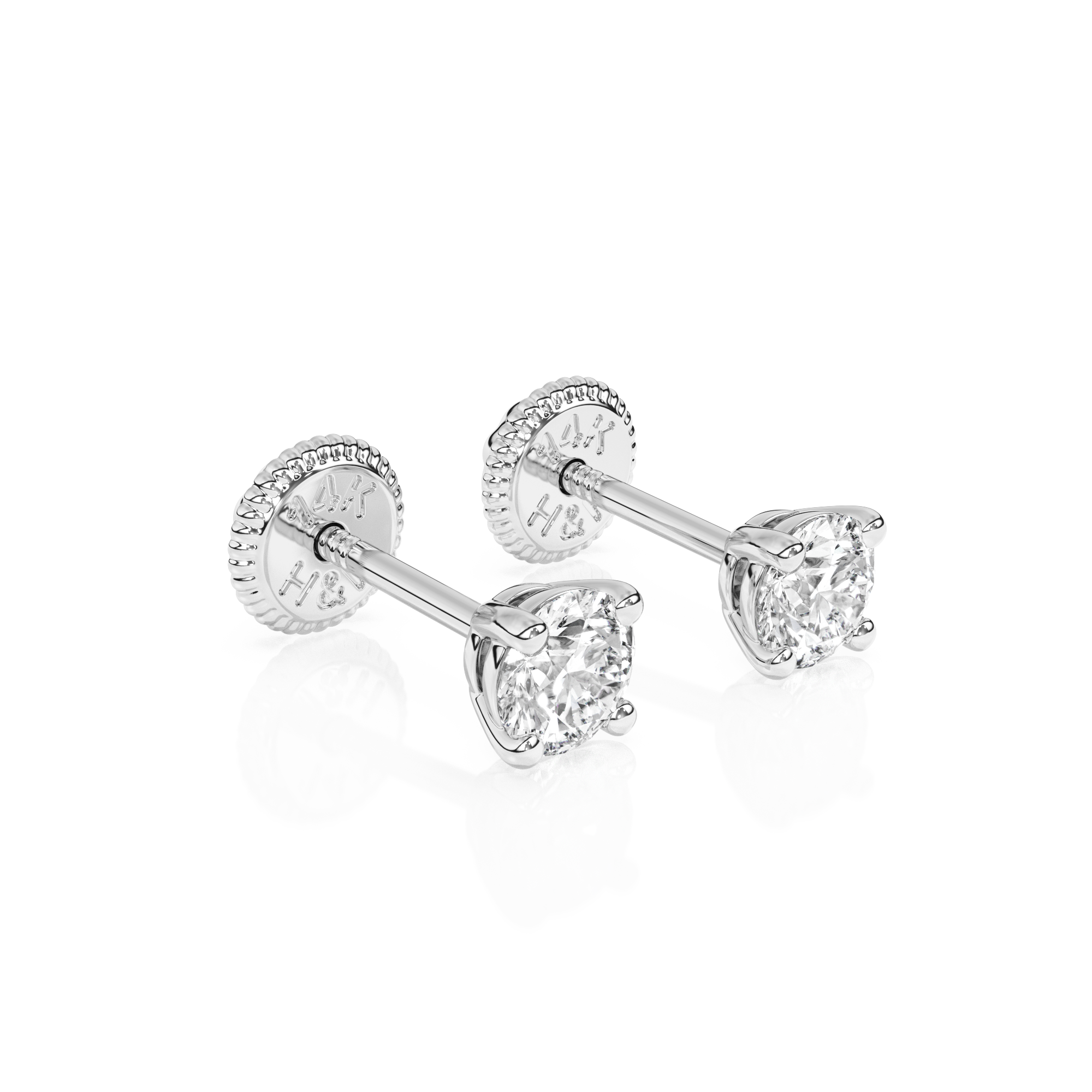 3mm Clear Round CZ Stud Earrings - Solid 14K White Gold, Screw Back, for Babies & Children