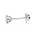 3mm Clear Round CZ Stud Earrings - Solid 14K White Gold, Screw Back, for Babies & Children