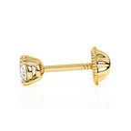 3mm Clear Round CZ Stud Earrings - Solid 14K Gold, Screw Back, for Babies & Children
