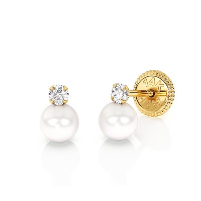 3mm Pearl Drop Clear CZ Stud Earrings5