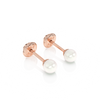 3mm Pearl Stud Earrings - Solid 14K Rose Gold, Screw Back, for Babies & Children