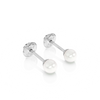 3mm Pearl Stud Earrings - Solid 14K White Gold, Screw Back, for Babies & Children