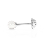 3mm Pearl Stud Earrings - Solid 14K White Gold, Screw Back, for Babies & Children