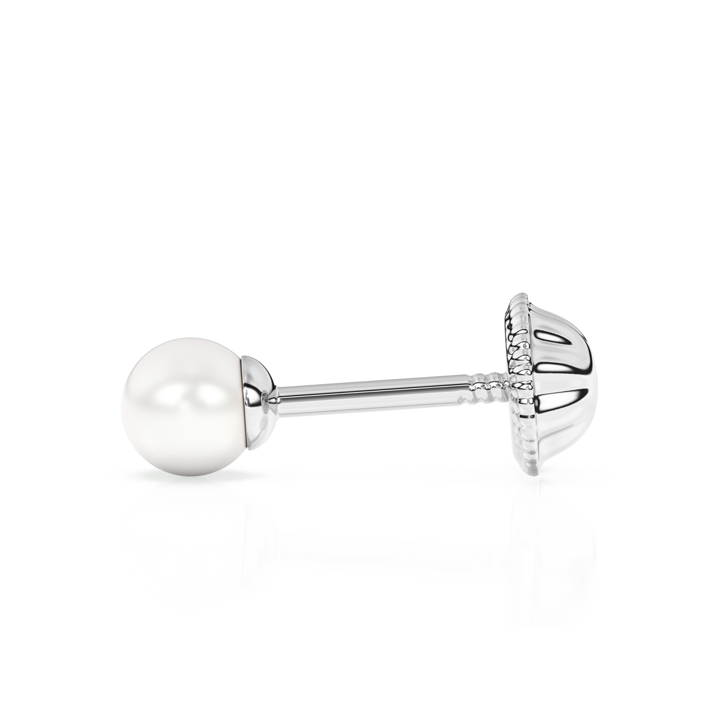 3mm Pearl Stud Earrings - Solid 14K White Gold, Screw Back, for Babies & Children