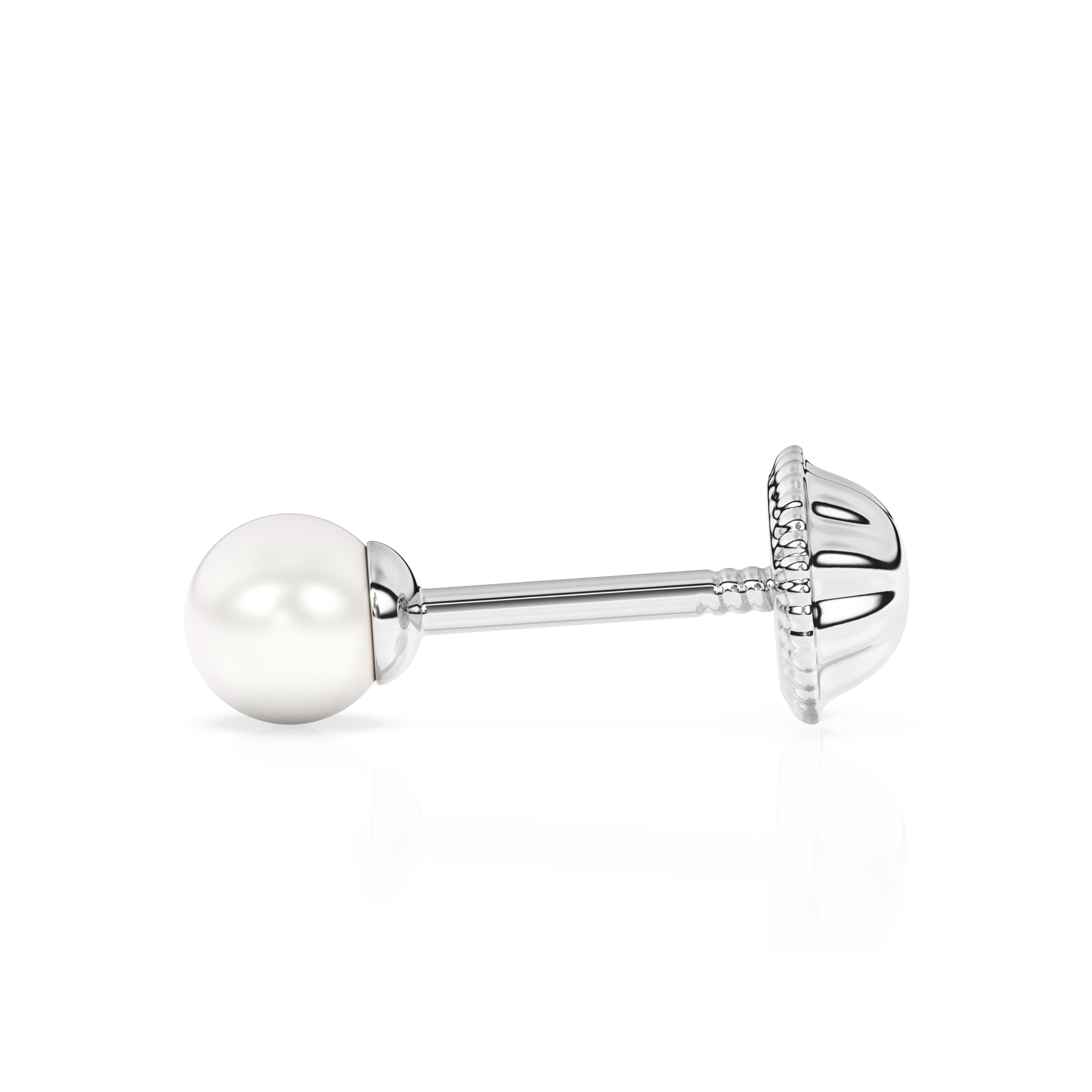 3mm Pearl Stud Earrings - Solid 14K White Gold, Screw Back, for Babies & Children