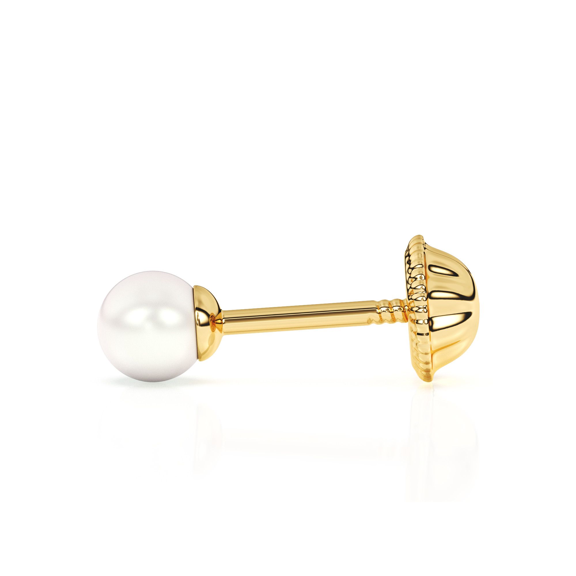 3mm Pearl Stud Earrings - Solid 14K Gold, Screw Back, for Babies & Children