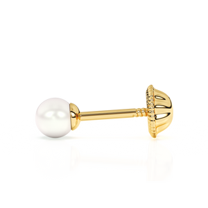 3mm Pearl Stud Earrings - Solid 14K Gold, Screw Back, for Babies & Children