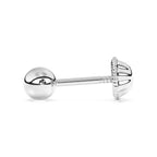 3mm Classic Round Stud Earrings - Solid 14K White Gold, Screw Back, for Babies & Children