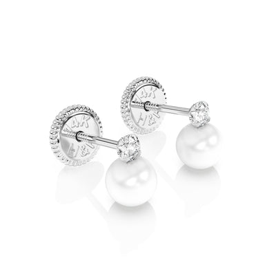 3mm Pearl Drop Clear CZ Stud Earrings1