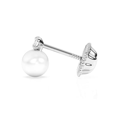 3mm Pearl Drop Clear CZ Stud Earrings6