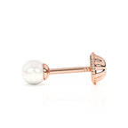 Rose gold pearl stud earrings with screwback post.