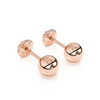 4mm Classic Round Stud Earrings - Solid 14K Rose Gold, Screw Back, for Babies & Children