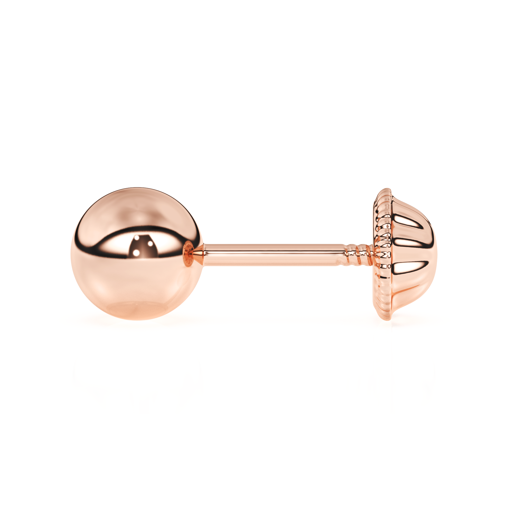 Pendientes clásicos redondos de 4 mm - Oro rosa macizo de 14 quilates, cierre de rosca, para bebés y niños