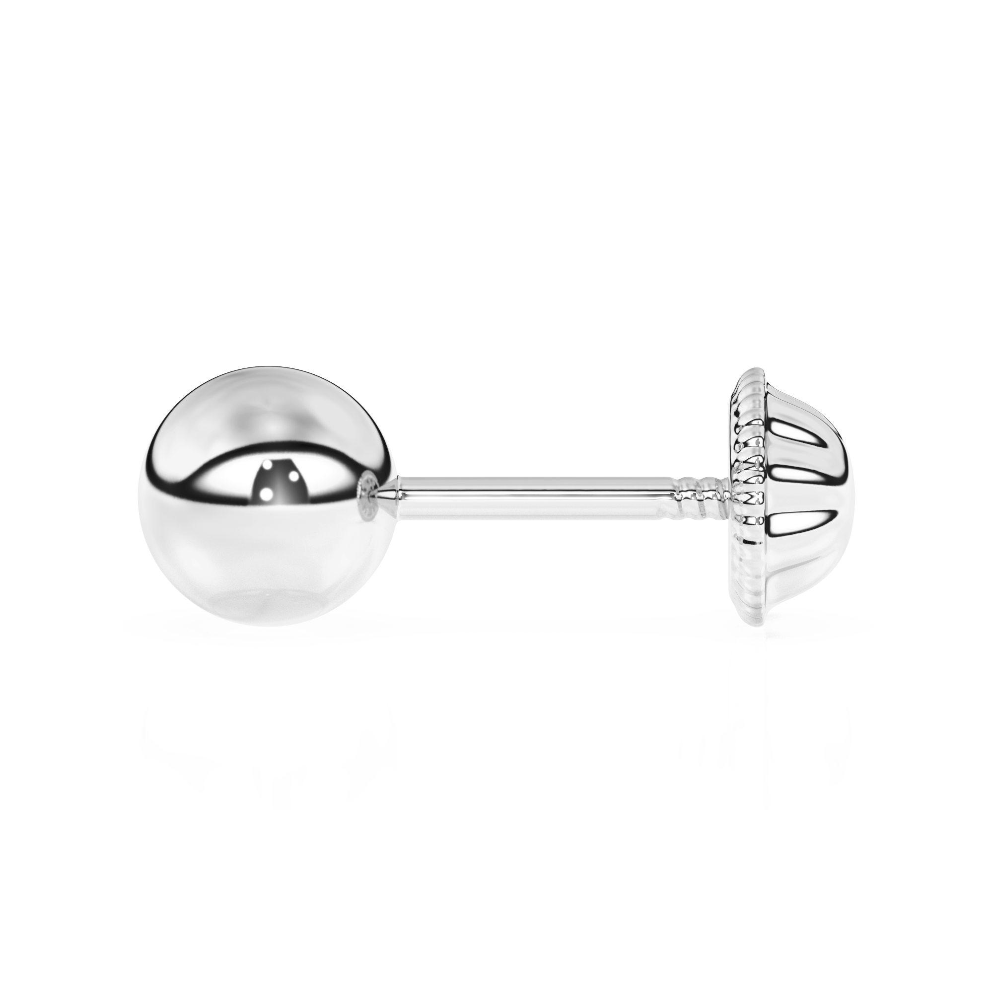 4mm Classic Round Stud Earrings - Solid 14K White Gold, Screw Back, for Babies & Children