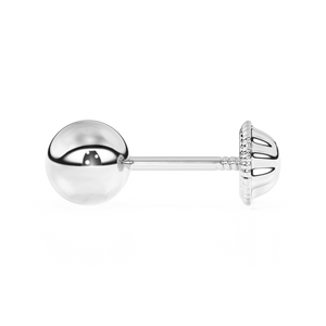 4mm Classic Round Stud Earrings - Solid 14K White Gold, Screw Back, for Babies & Children