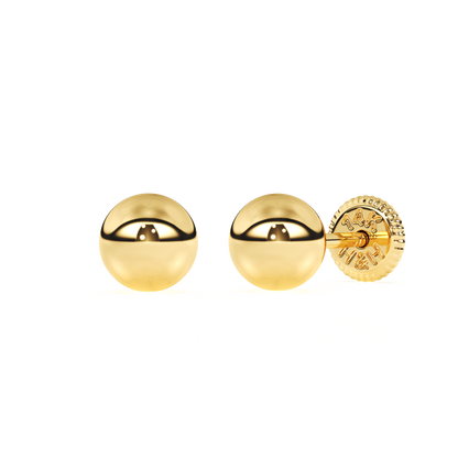 4mm Classic Round Stud Earrings - Solid 14K Gold, Screw Back, for Babies & Children
