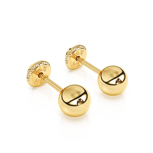 4mm Classic Round Stud Earrings - Solid 14K Gold, Screw Back, for Babies & Children